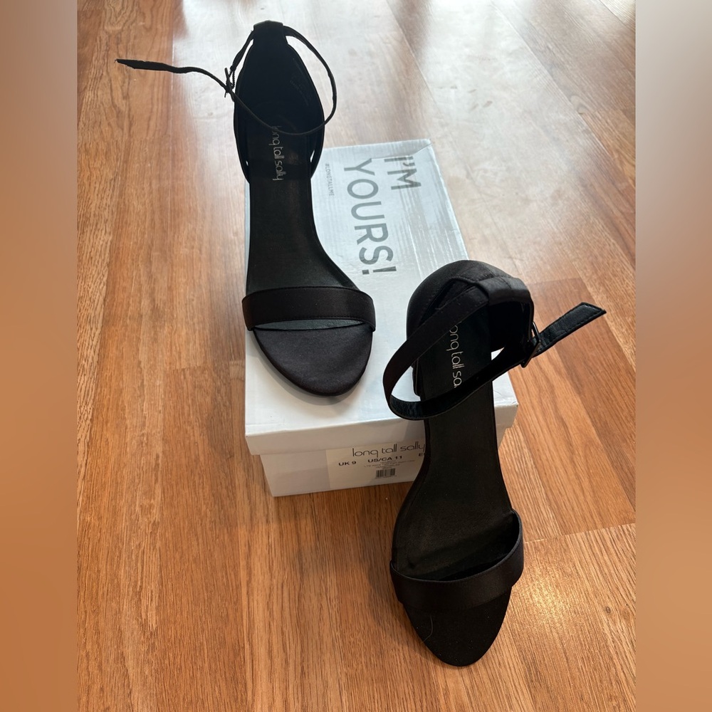 Black Women's Kiera Two Part Satin Heels by Long Tall Sally